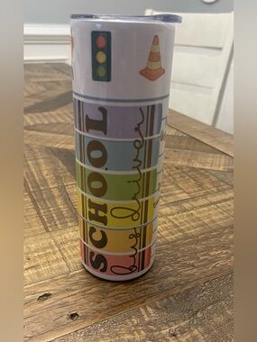 stainless steel bus driver tumbler with funny sayings and school design